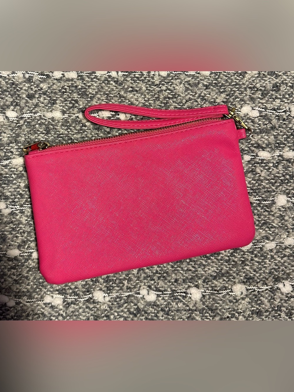 Adrienne Vittadini Hot Pink Wristlet Pouch with Gold Logo - Picture 3 of 4